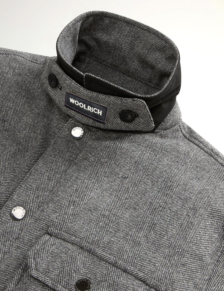 giacca wool check alaskan shiret grey - woolrich - giacca