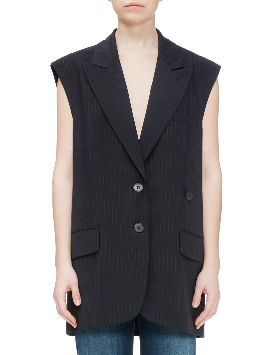 gilet dominic pinstripe navy - tibi - gilet