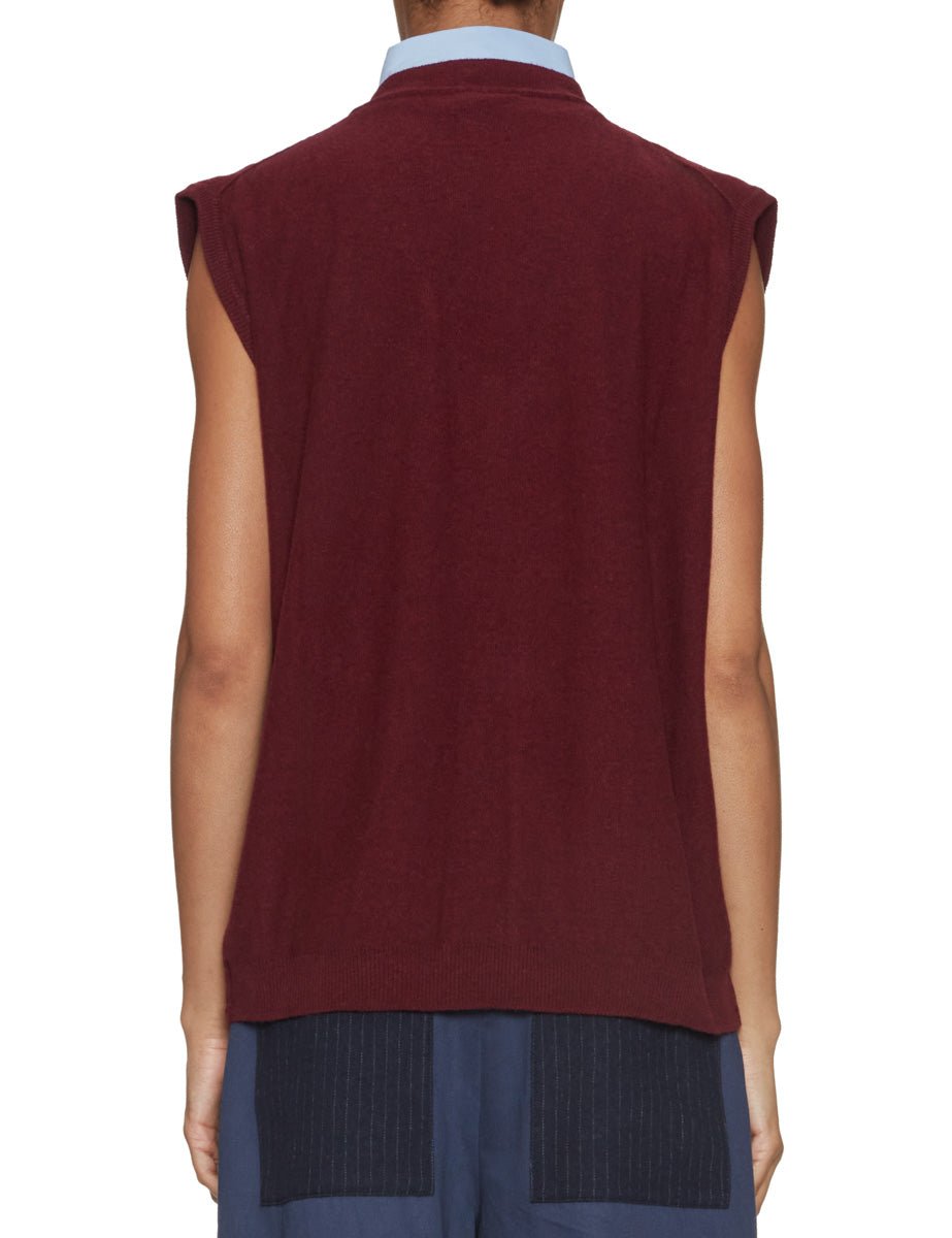 gilet maddy lana cashmere collo staccabile bordeaux - jejia - gilet