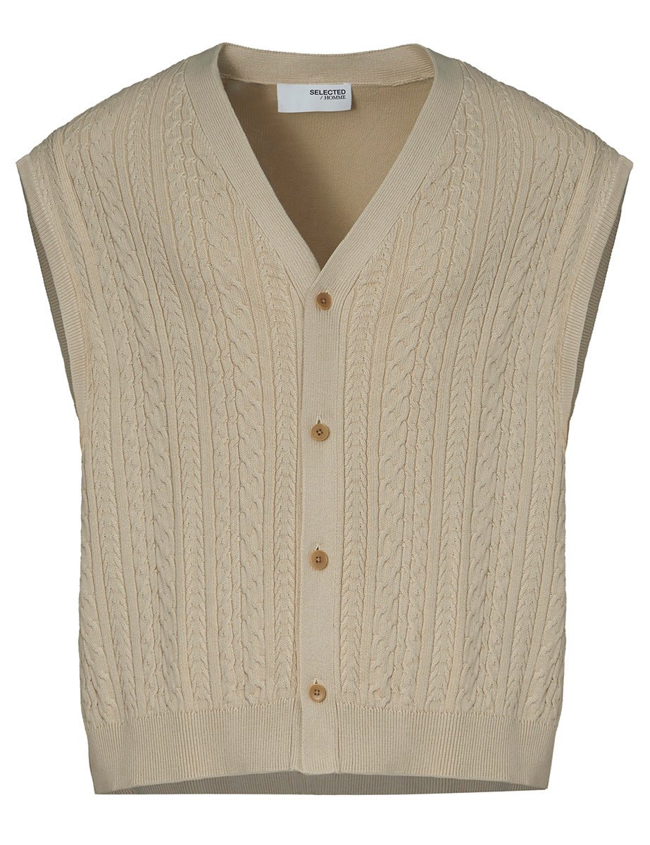 gilet maglia lavorata helis oatmeal - selected - cardigan