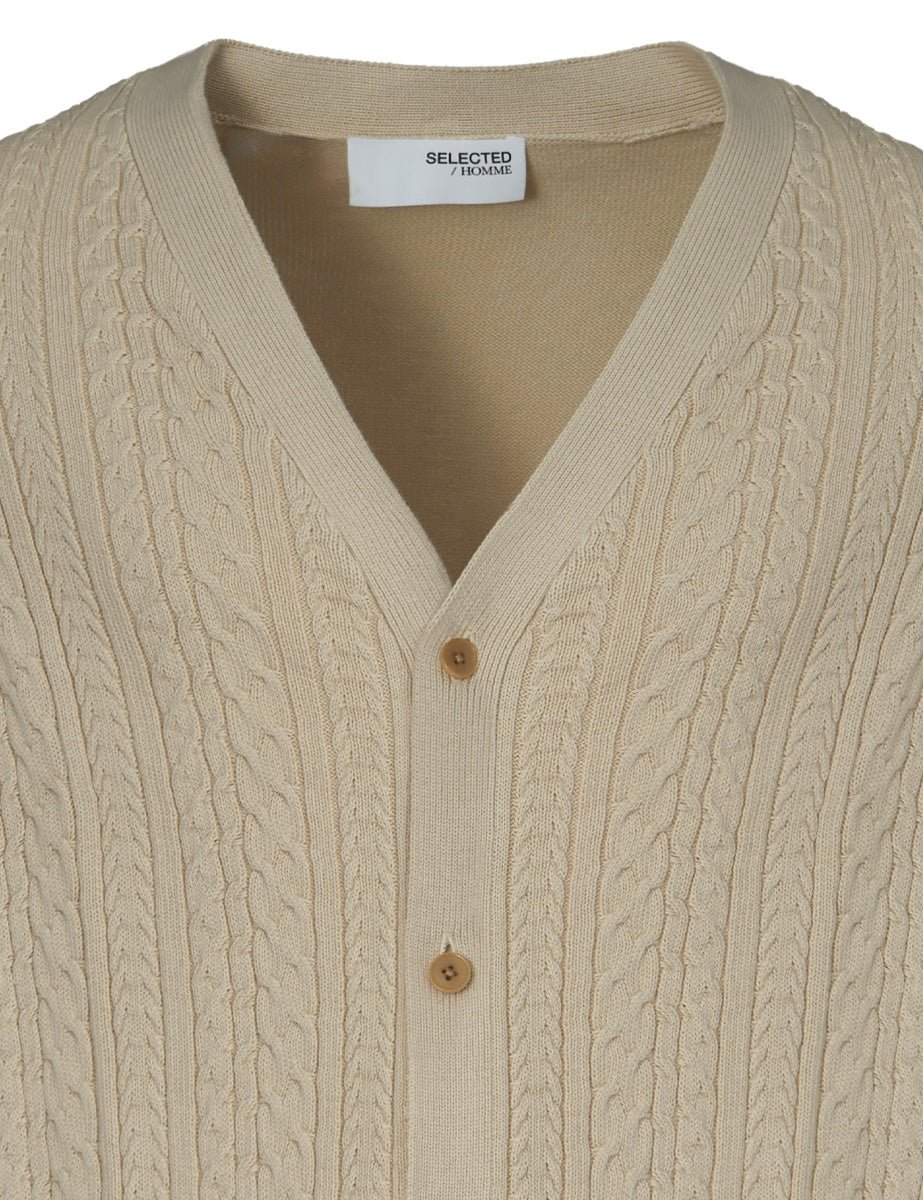 gilet maglia lavorata helis oatmeal - selected - cardigan