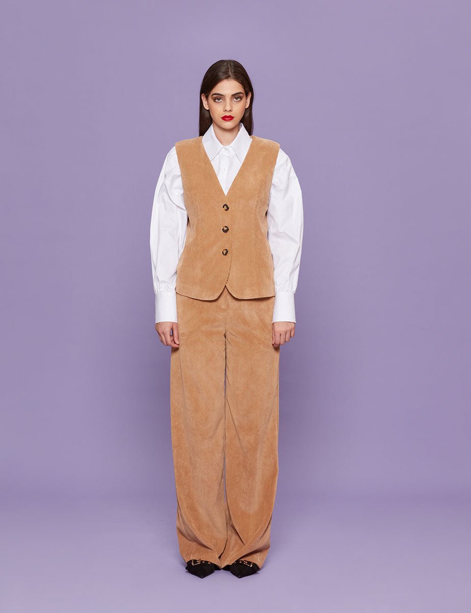 gilet velluto rocciatore camel - blufrida - gilet