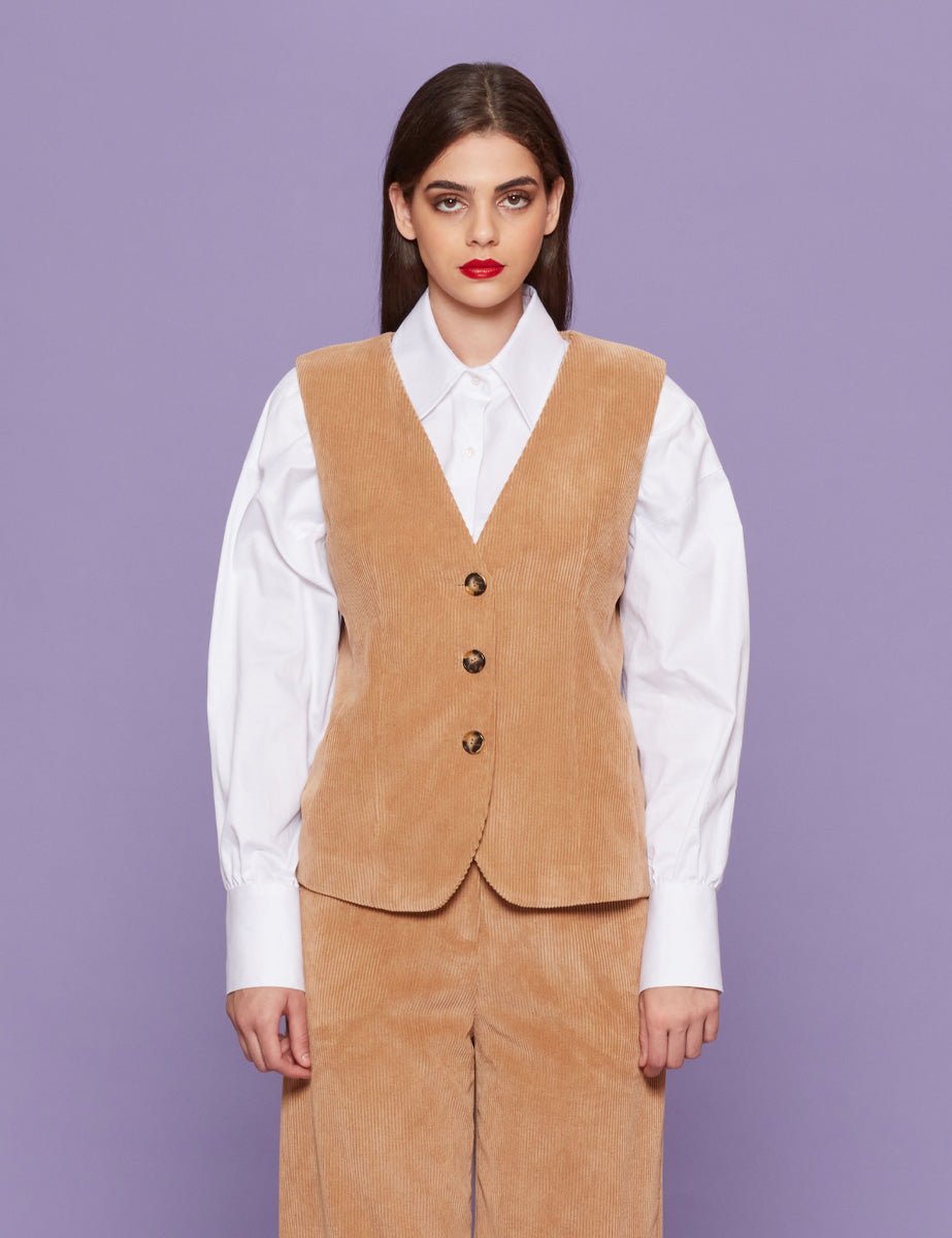 gilet velluto rocciatore camel - blufrida - gilet