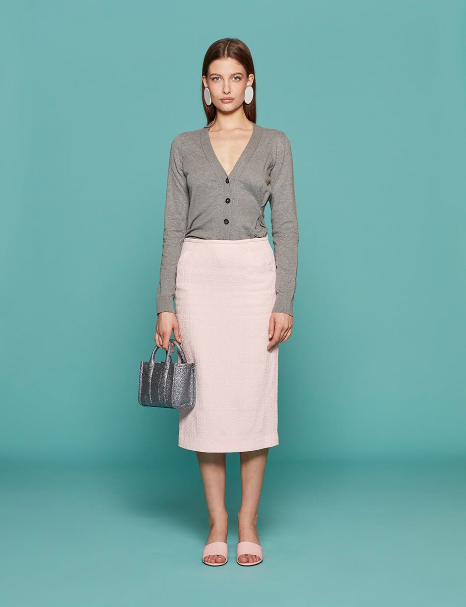 gonna boucle leggero zip rosa - n21 alessandro dell'acqua - gonna