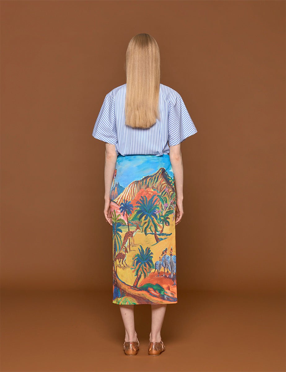 gonna jersey fantasia ocra multicolor - stella jean - gonna