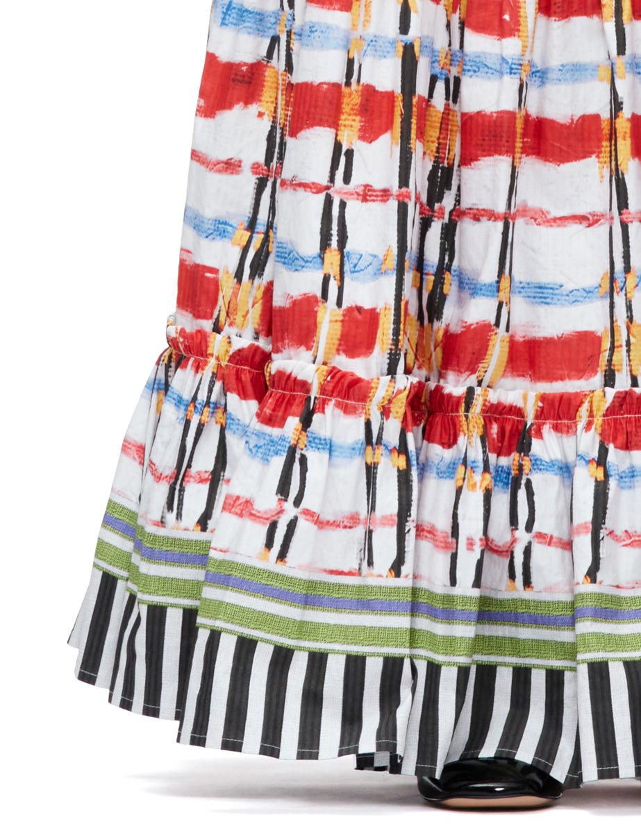 gonna lunga fantasia bianco rosso - stella jean - gonna