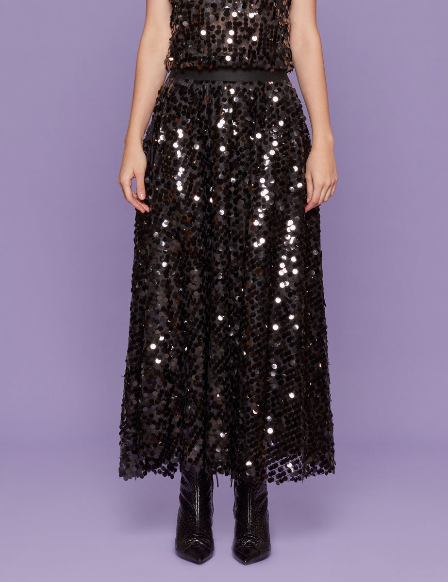 gonna paillettes nero - blufrida - gonna