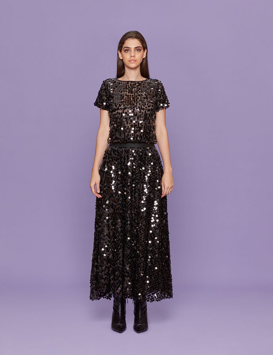 gonna paillettes nero - blufrida - gonna