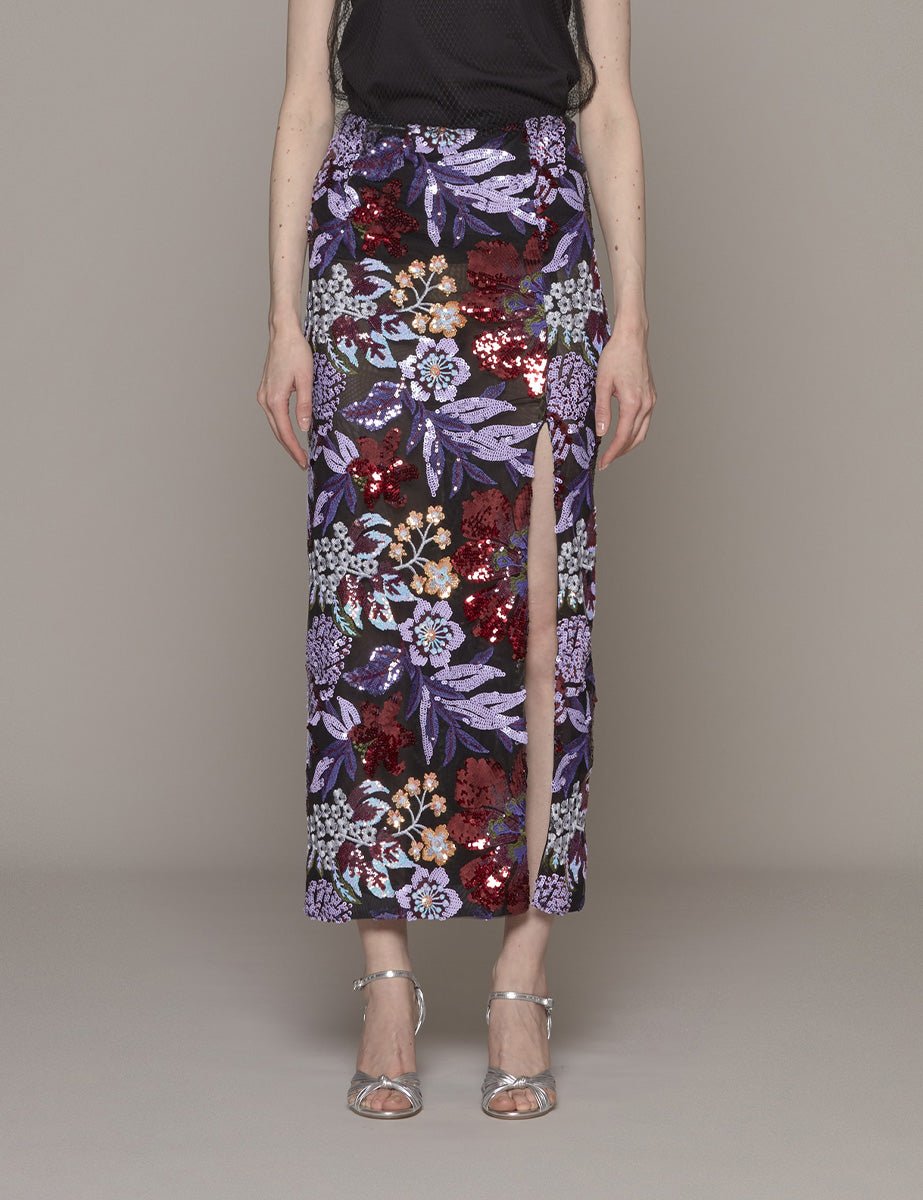 gonna paillettes tulle viola borgogna - hebe studio - gonna