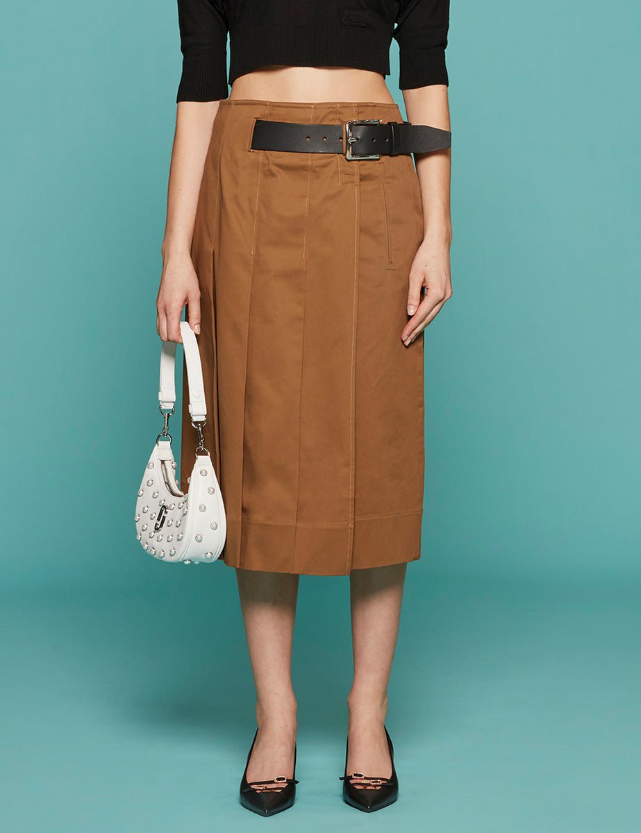 gonna pieghe tasche caramel - tibi - gonna