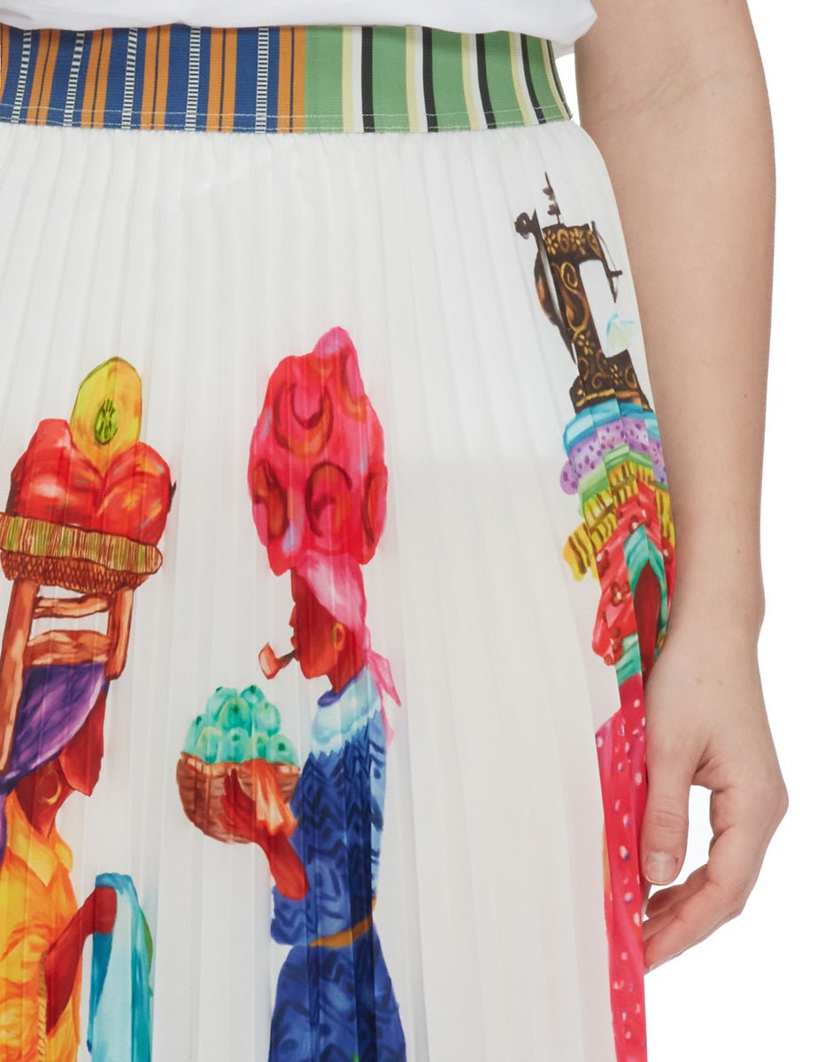 gonna plisse bianco fantasia - stella jean - gonna