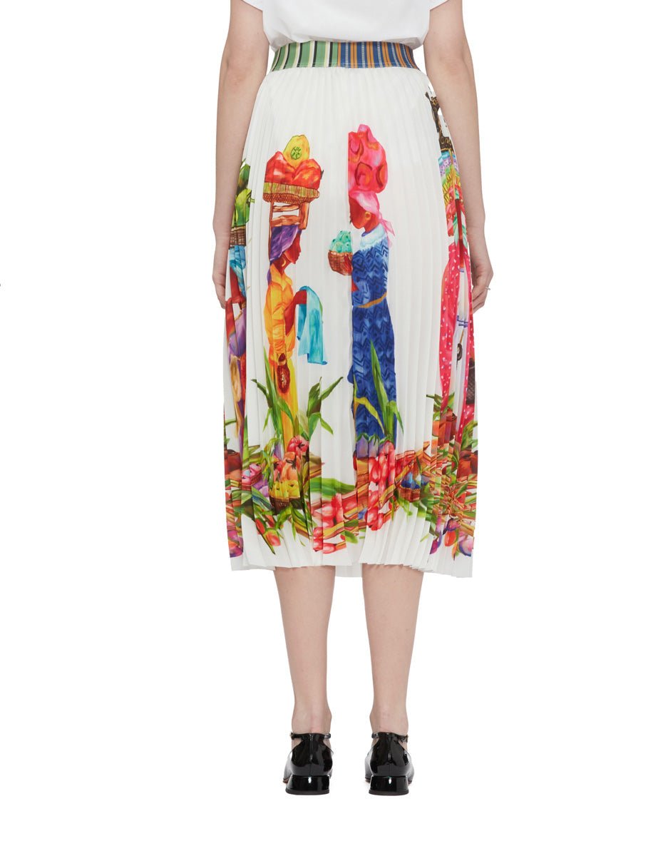 gonna plisse bianco fantasia - stella jean - gonna