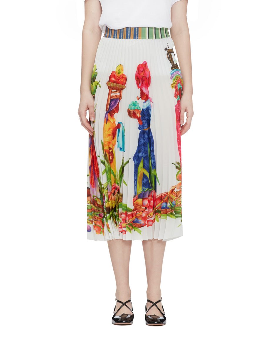 gonna plisse bianco fantasia - stella jean - gonna