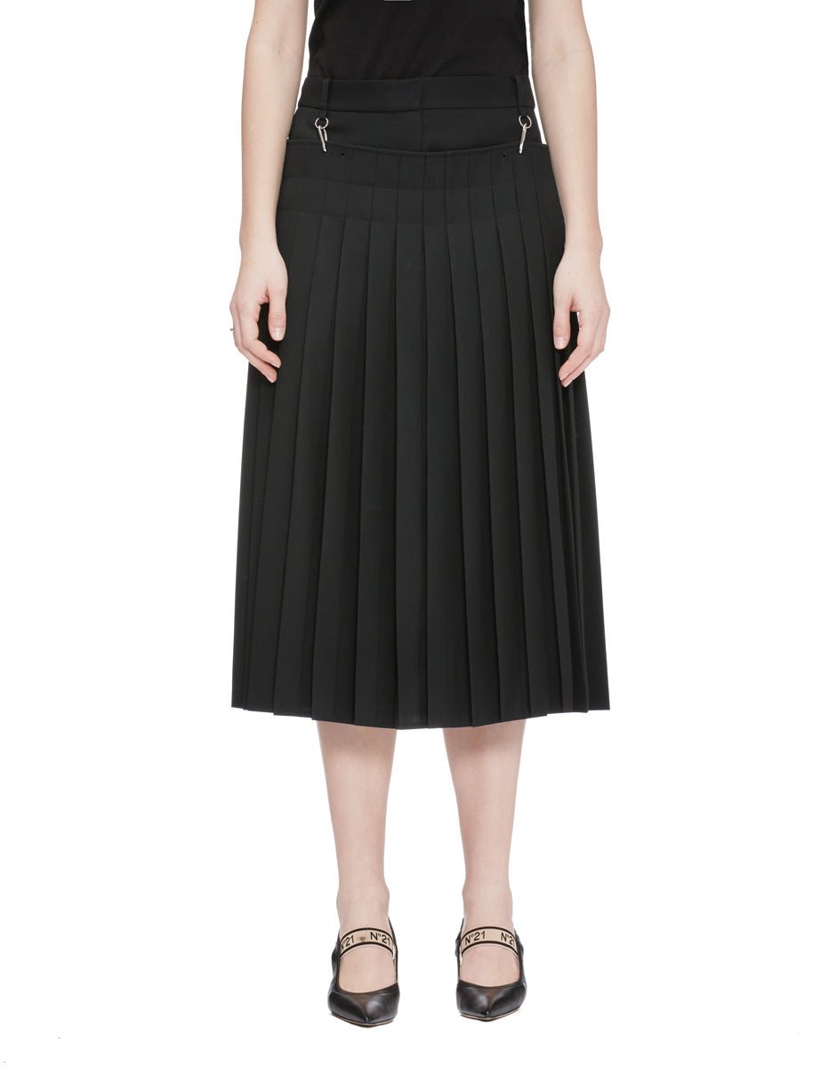 gonna plissettata lana black - tibi - gonna