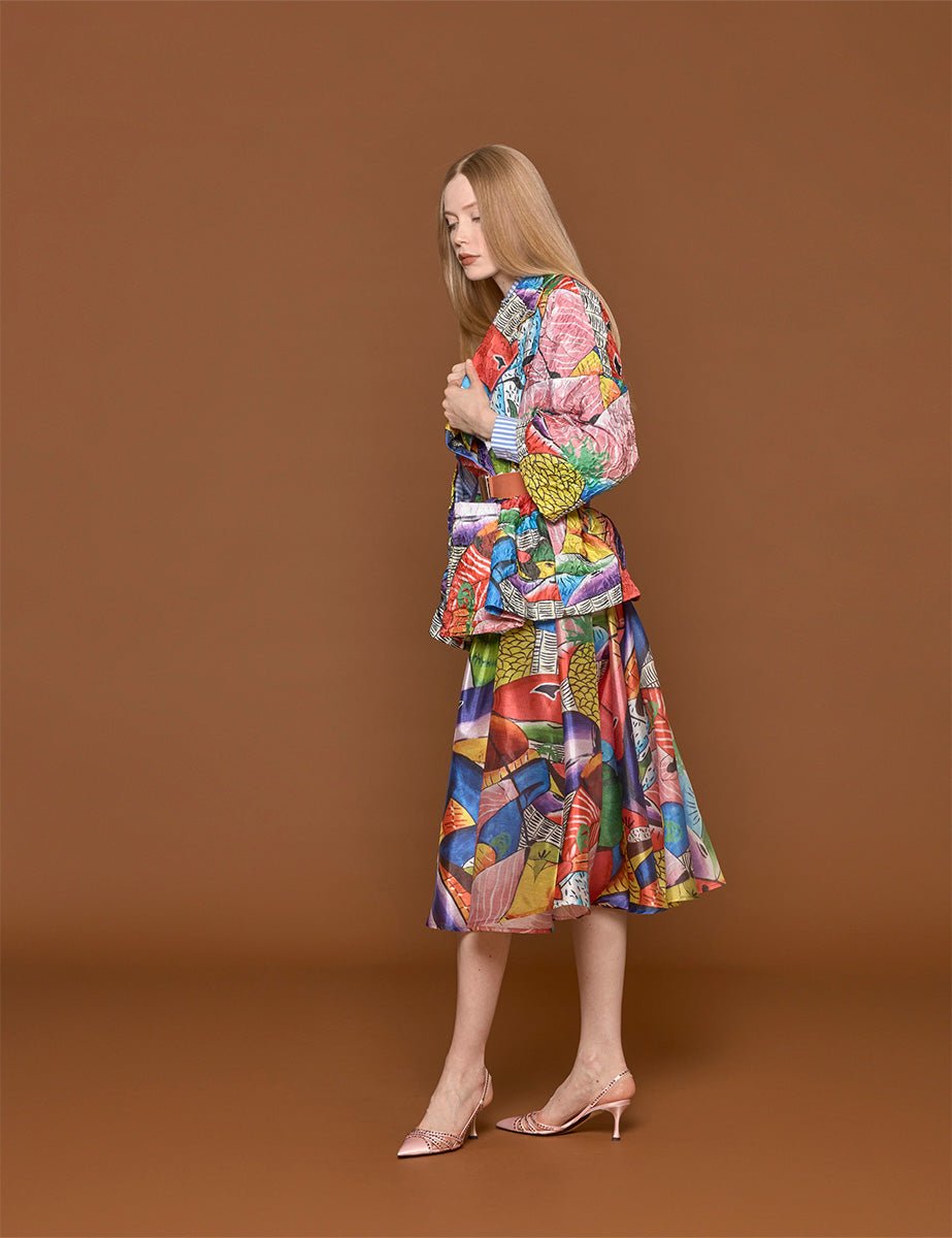 gonna ruota chiffon rosa viola - stella jean - gonna