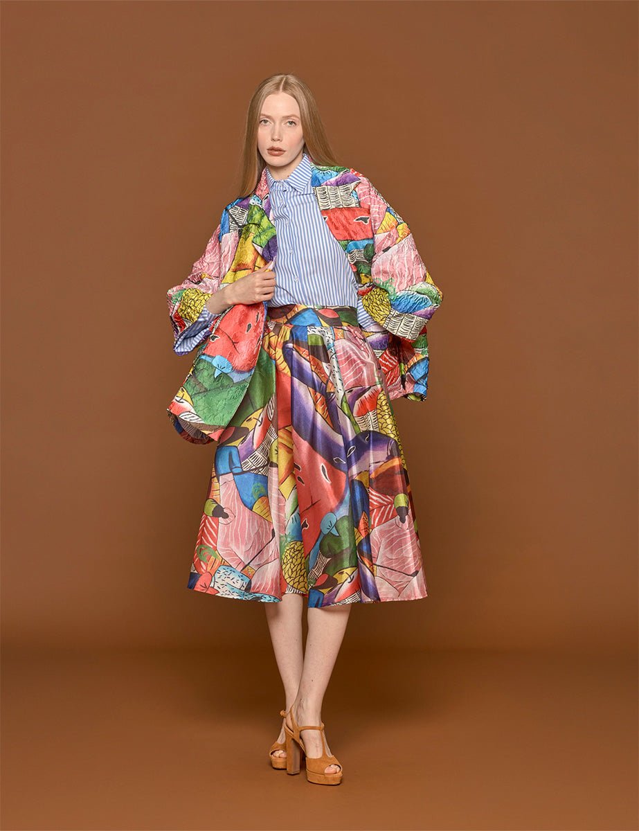 gonna ruota chiffon rosa viola - stella jean - gonna