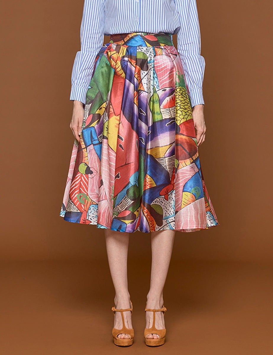 gonna ruota chiffon rosa viola - stella jean - gonna