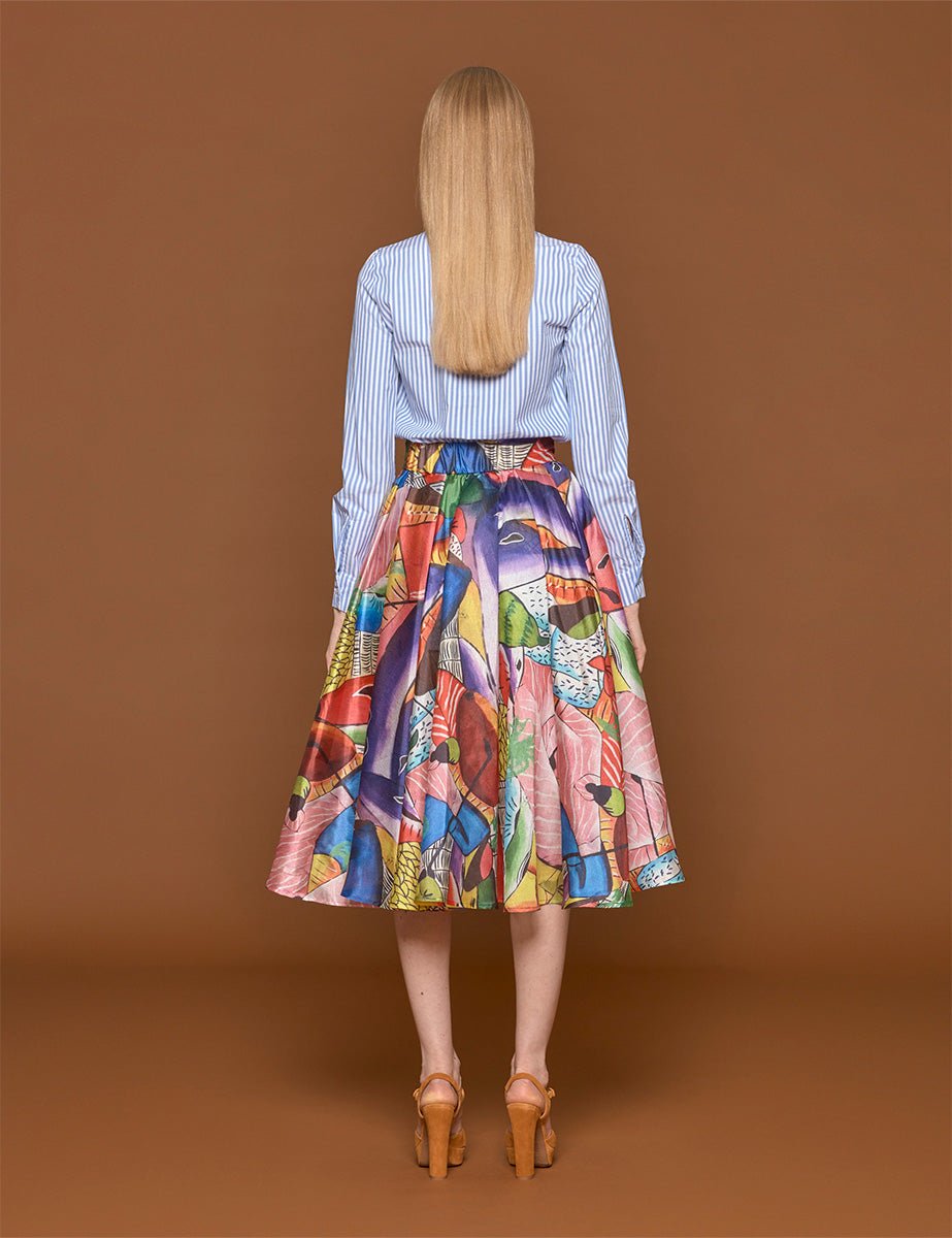 gonna ruota chiffon rosa viola - stella jean - gonna