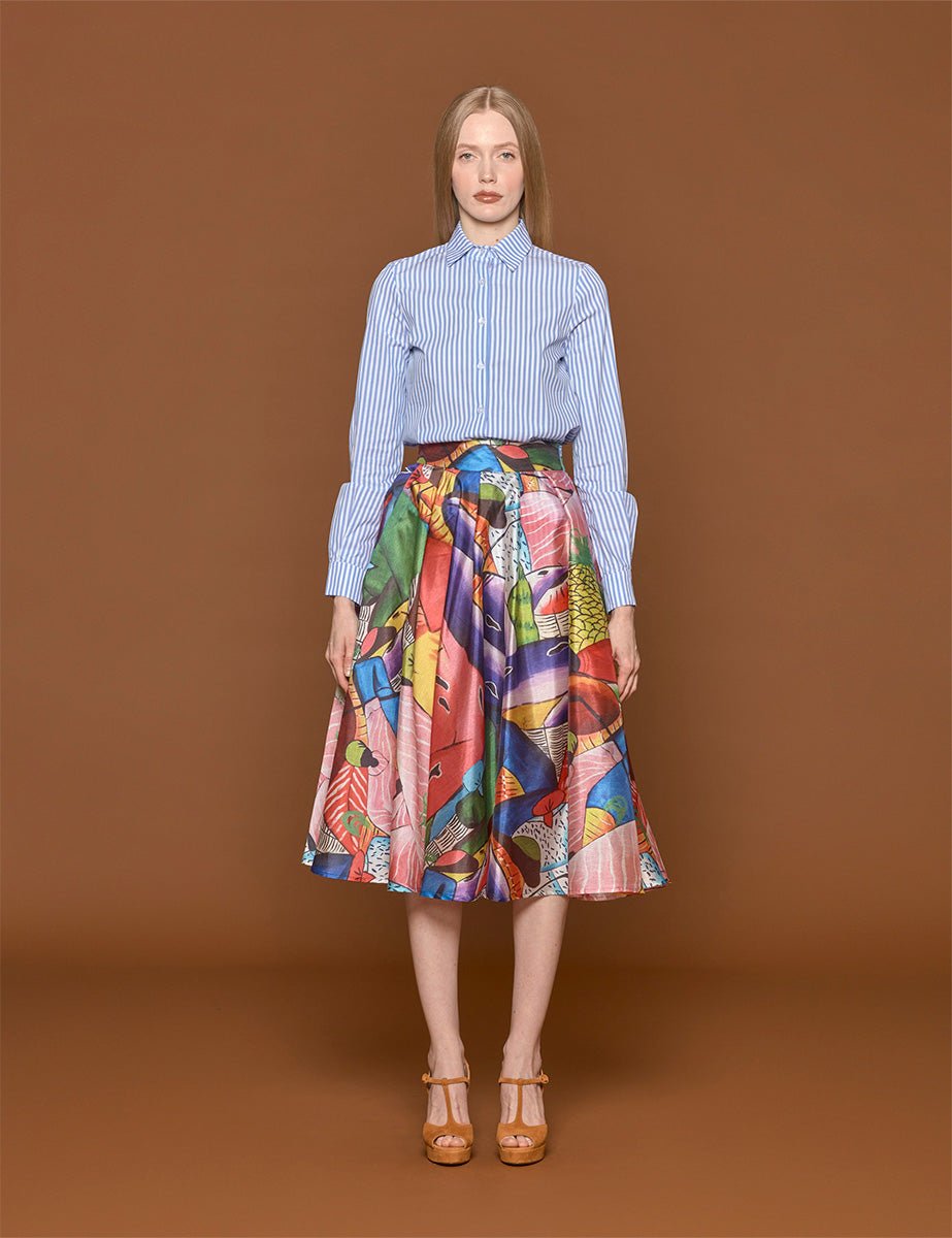 gonna ruota chiffon rosa viola - stella jean - gonna