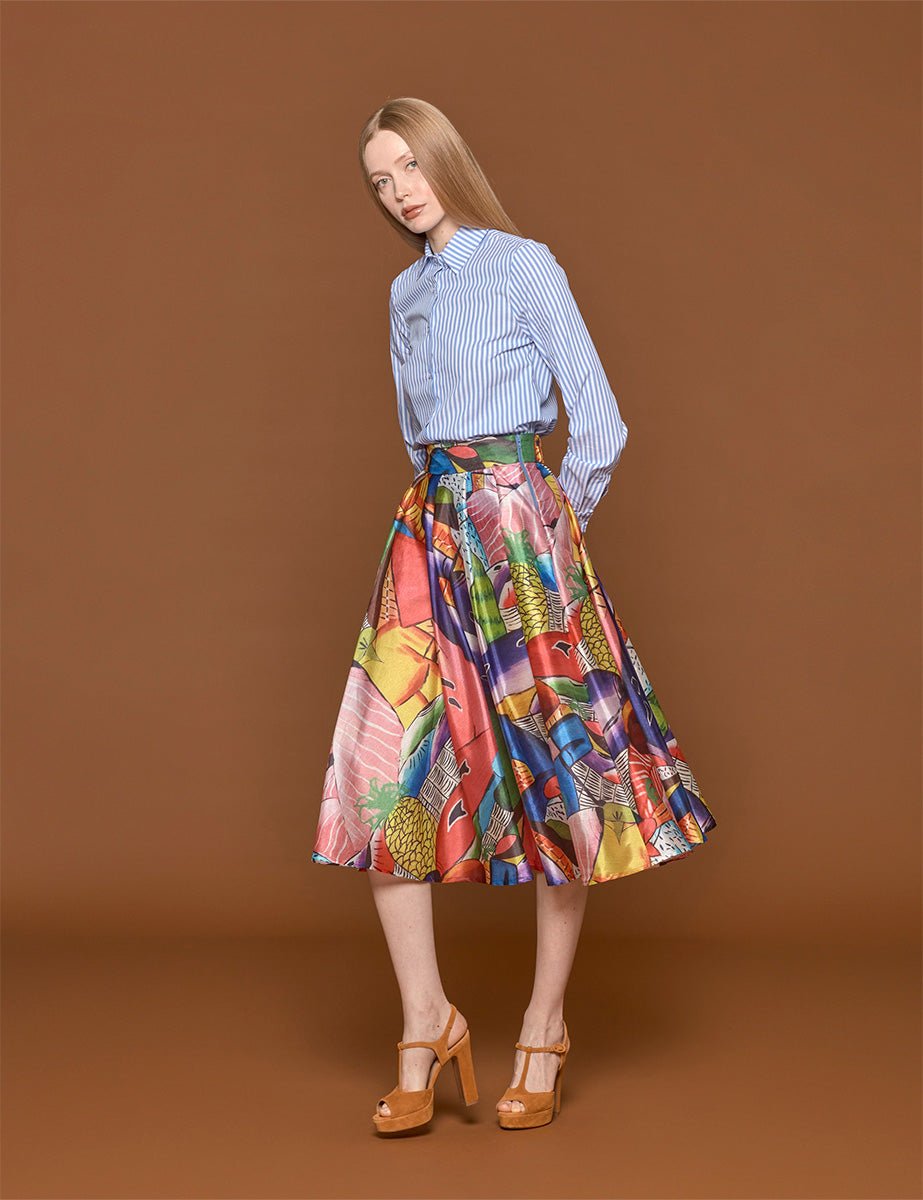 gonna ruota chiffon rosa viola - stella jean - gonna