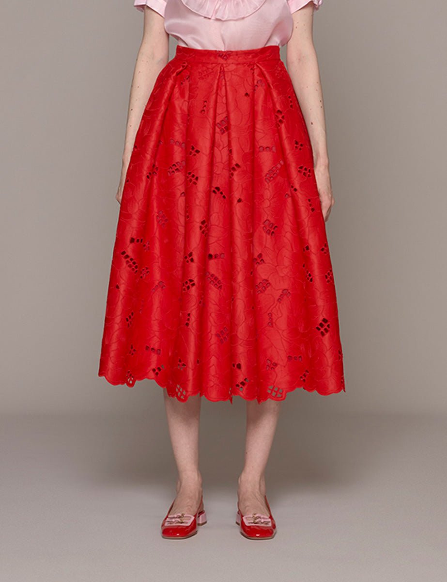 gonna ruota macrame rosso - vivetta - gonna