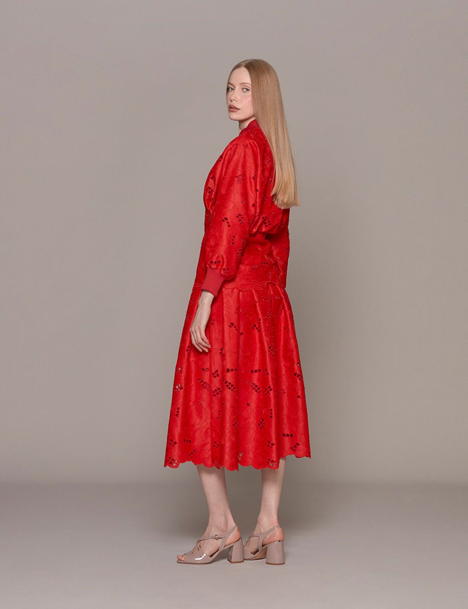 gonna ruota macrame rosso - vivetta - gonna