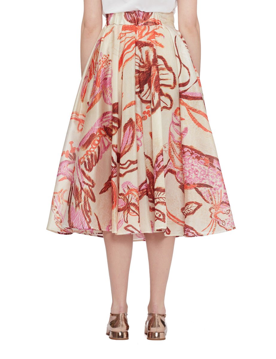 gonna ruota organza fiori panna - stella jean - gonna