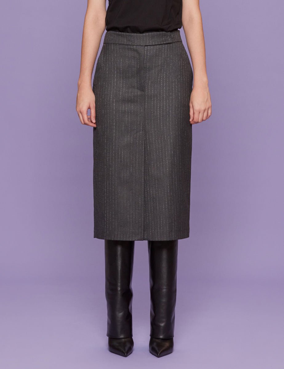 gonna spacchi gessato antracite - blufrida - gonna