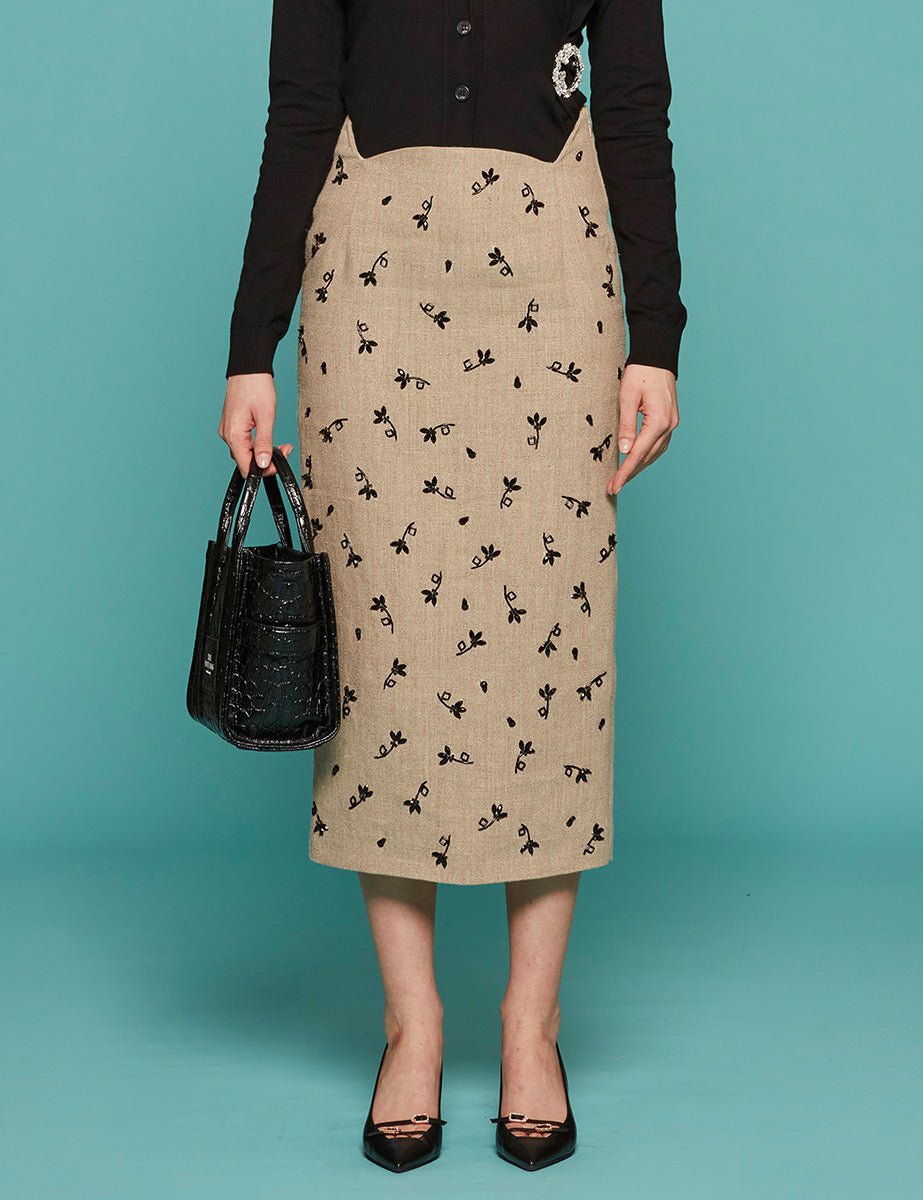 gonna tubino ricamo naturale - n21 alessandro dell'acqua - gonna