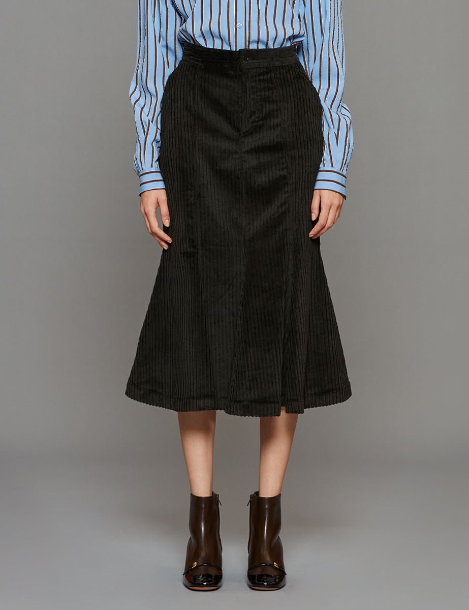 gonna velluto coste nero - stella jean - gonna