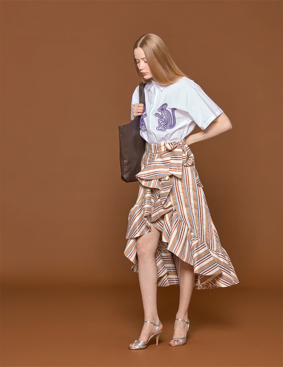 gonna volant cammello - stella jean - gonna