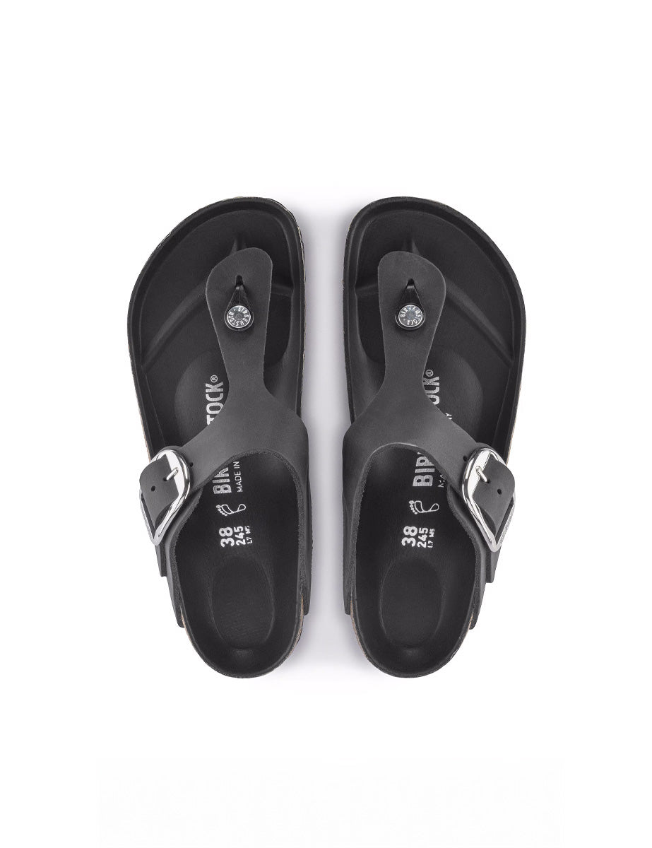 infradito gizeh big buckle oiled lea black - birkenstock - infradito