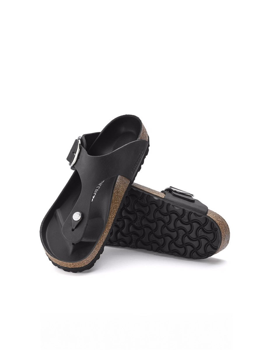 infradito gizeh big buckle oiled lea black - birkenstock - infradito