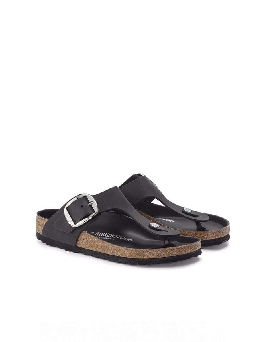 infradito gizeh big buckle oiled lea black - birkenstock - infradito