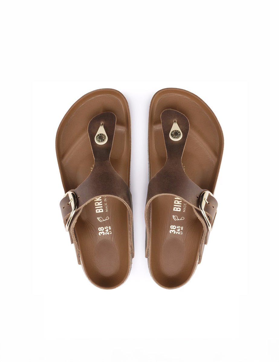 infradito gizeh big buckle oiled lea cognac - birkenstock - infradito