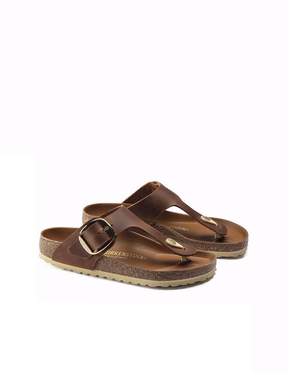 infradito gizeh big buckle oiled lea cognac - birkenstock - infradito