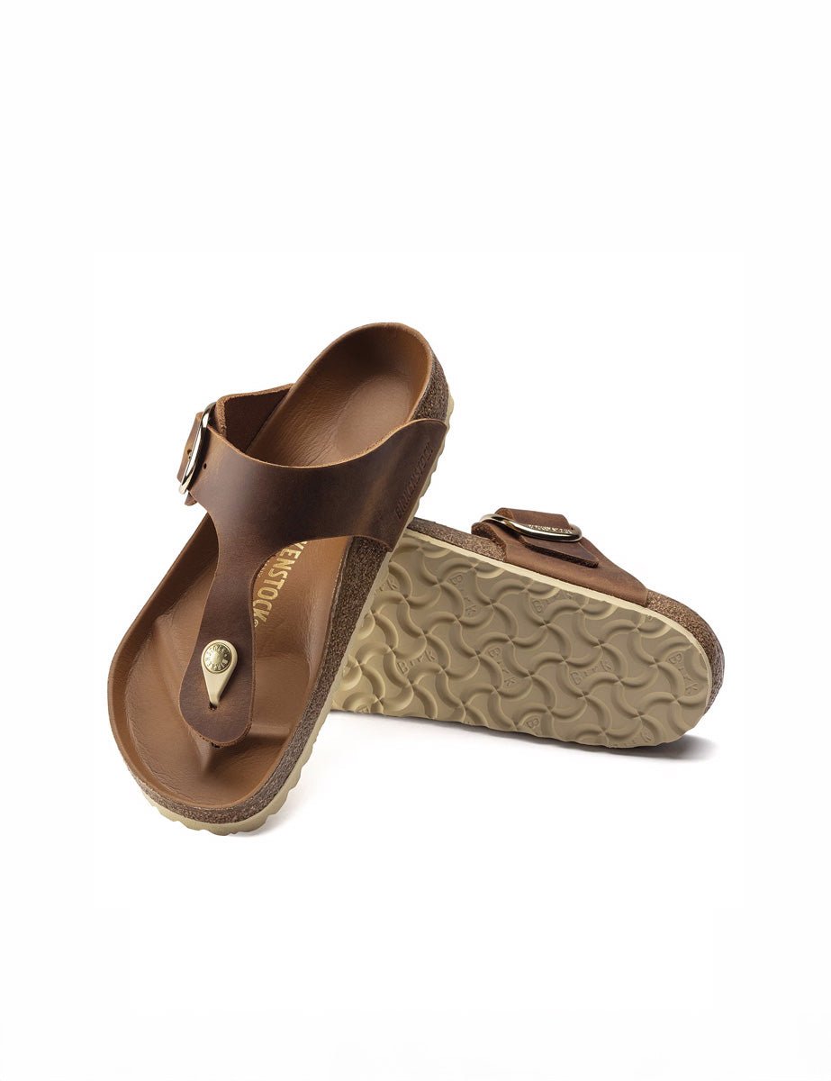 infradito gizeh big buckle oiled lea cognac - birkenstock - infradito