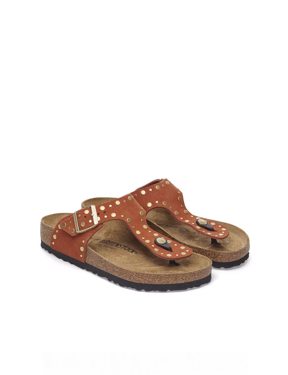 infradito gizeh rivet suede lea rust - birkenstock - infradito
