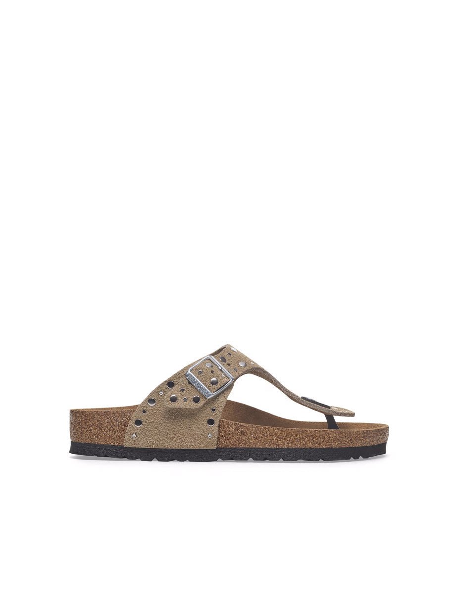 infradito gizeh rivet suede lea taupe - birkenstock - infradito