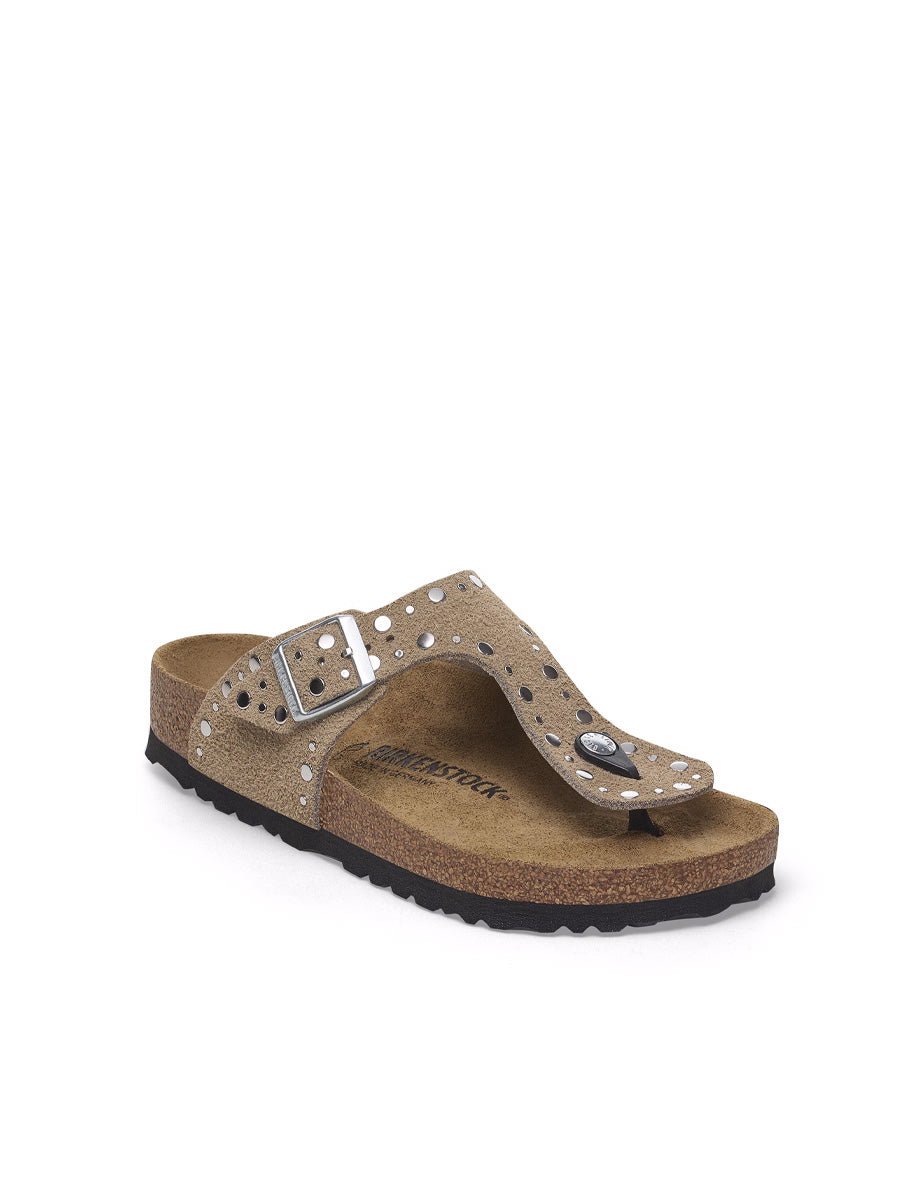 infradito gizeh rivet suede lea taupe - birkenstock - infradito