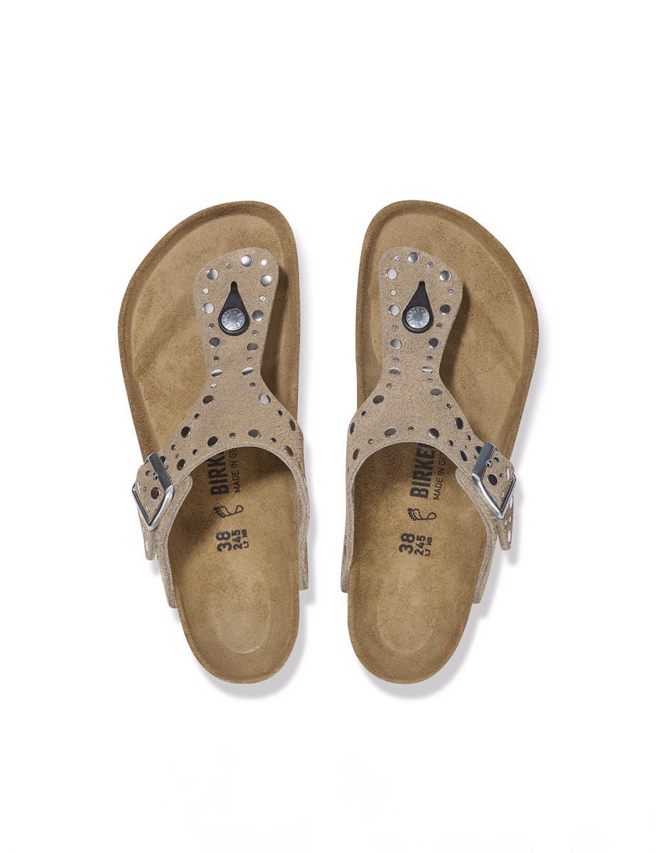 infradito gizeh rivet suede lea taupe - birkenstock - infradito