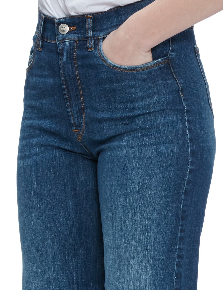 jeans cropped zampa denim scuro - blufrida - jeans