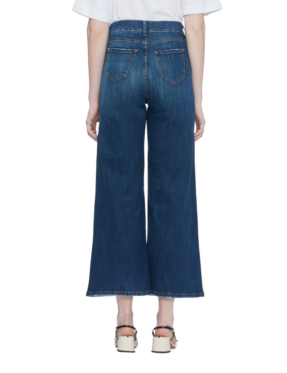 jeans cropped zampa denim scuro - blufrida - jeans