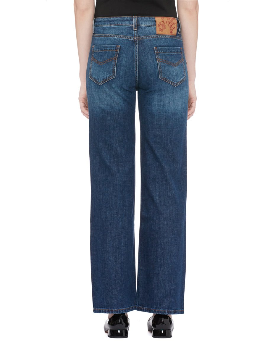jeans regular tasca ricamo blu - vivetta - jeans