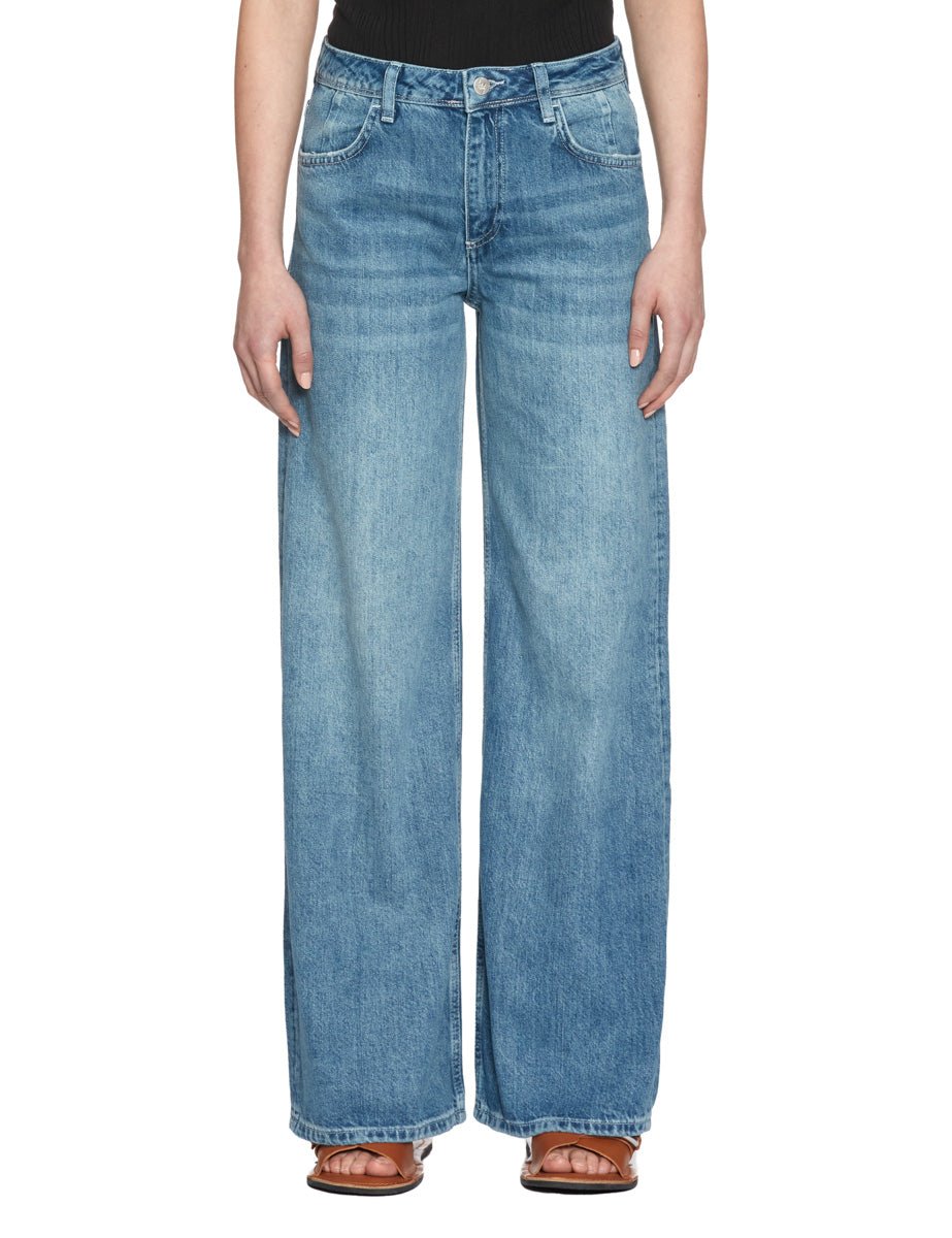 jeans relaxed straight leg blu medio - pont denim - jeans