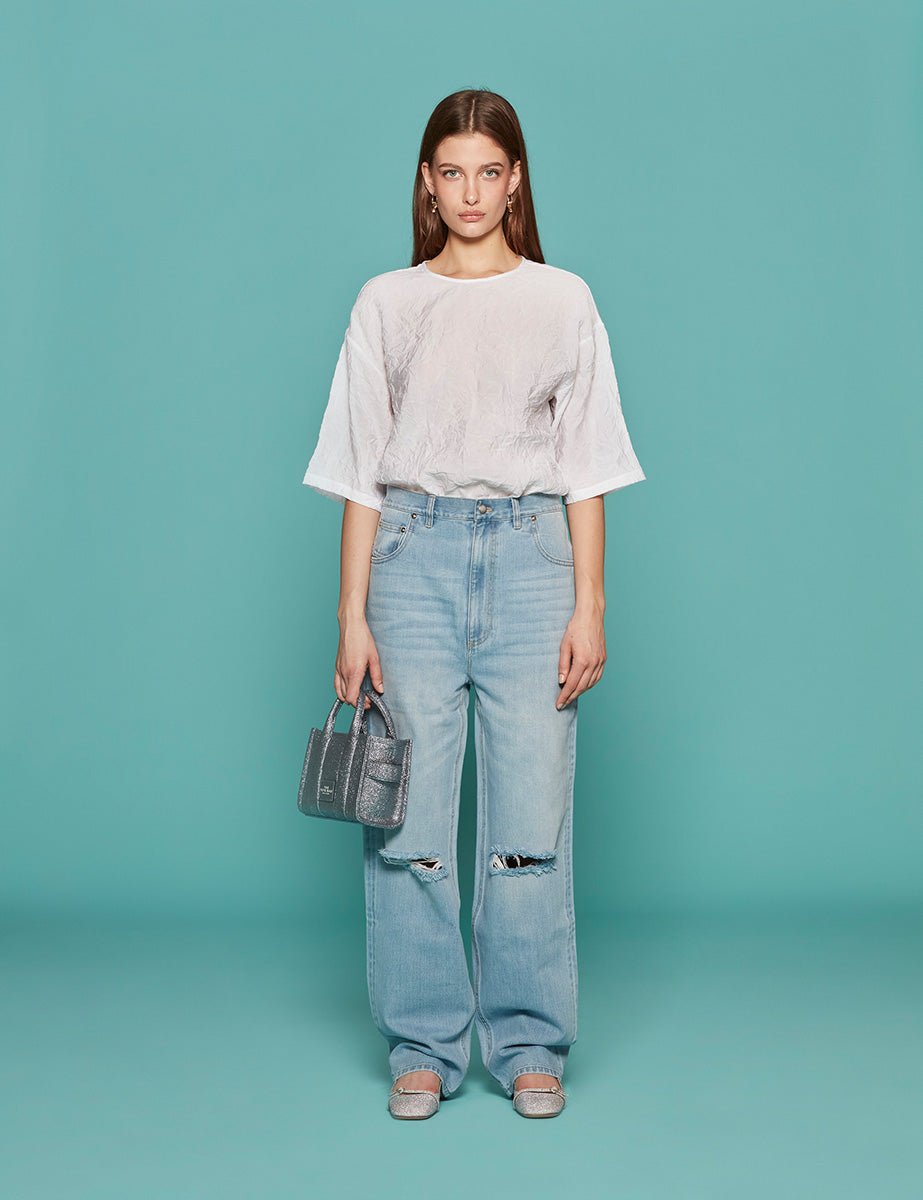 jeans ryder vintage blu denim - tibi - jeans