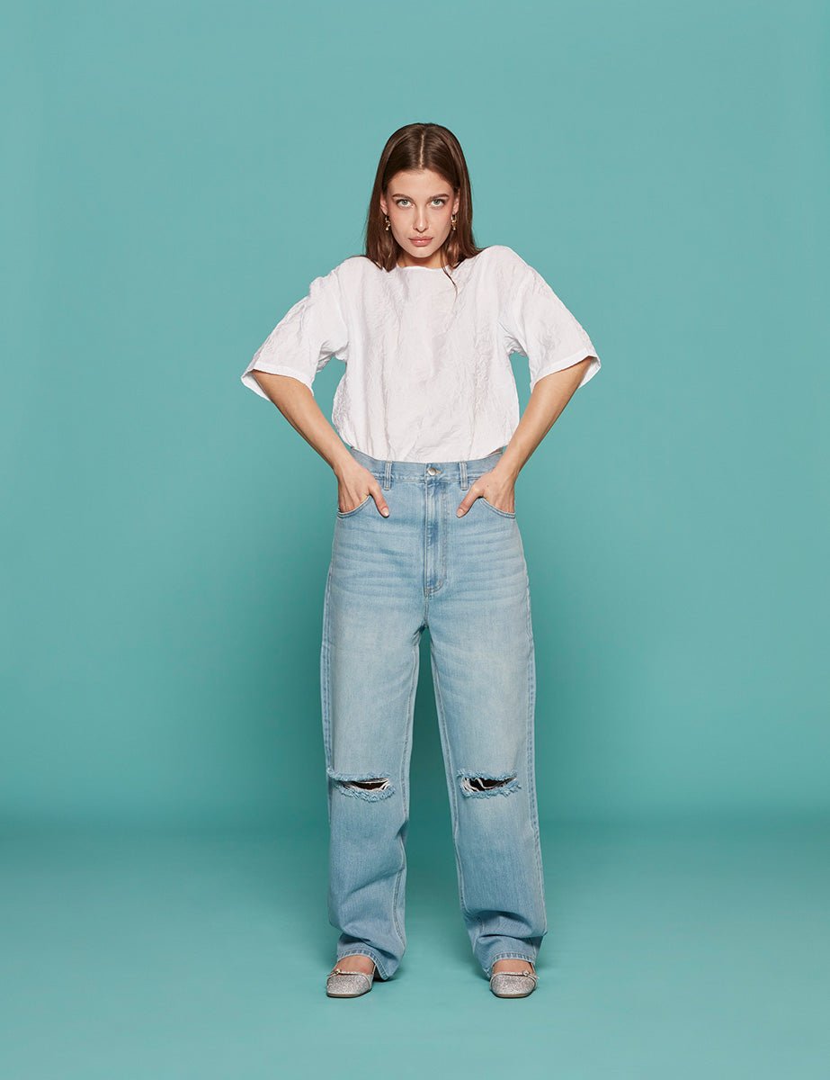 jeans ryder vintage blu denim - tibi - jeans