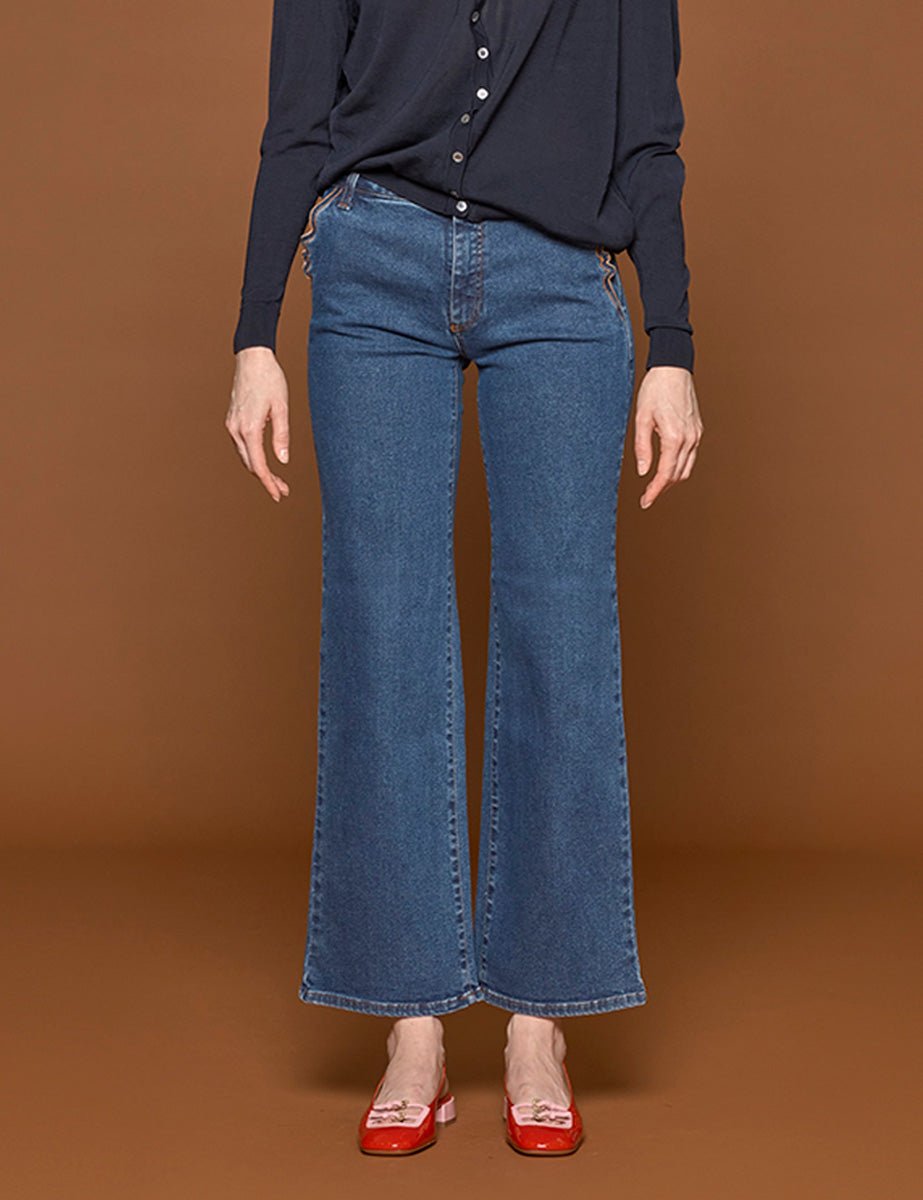 jeans trombetta regular blu denim - vivetta - jeans