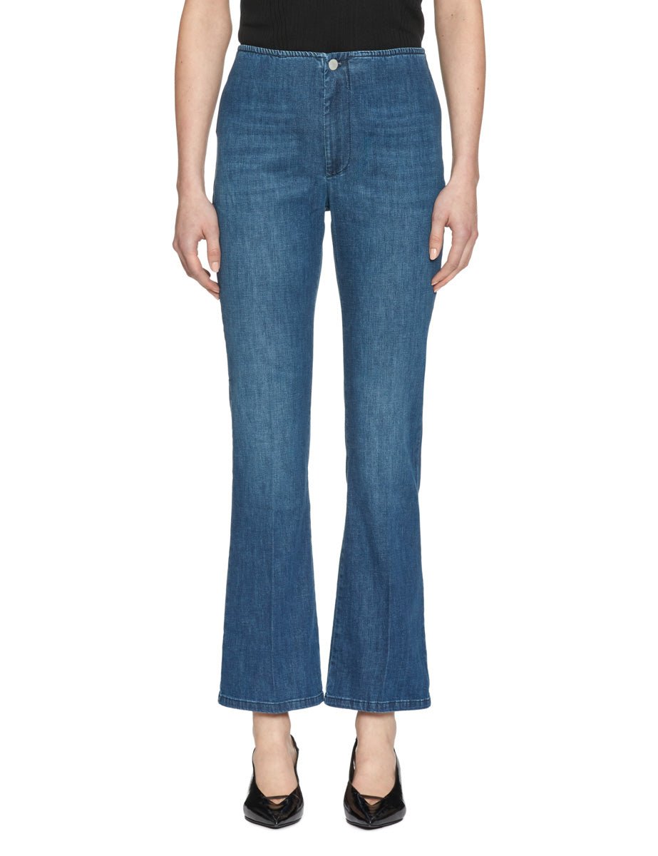 jeans zampetta cropped elastico denim leggero - blufrida - jeans