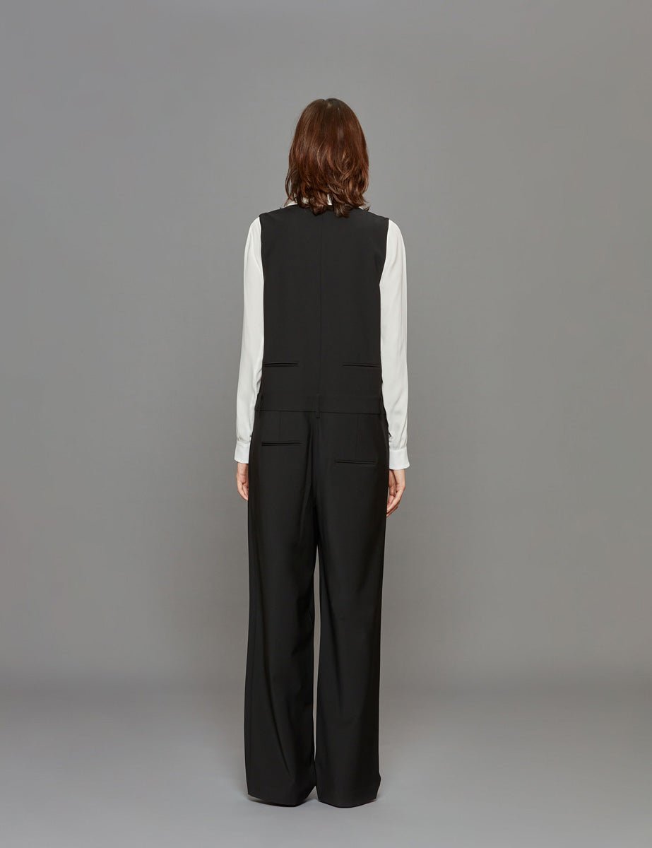 jumpsuit recycled wool black - tibi - jumpsuit
